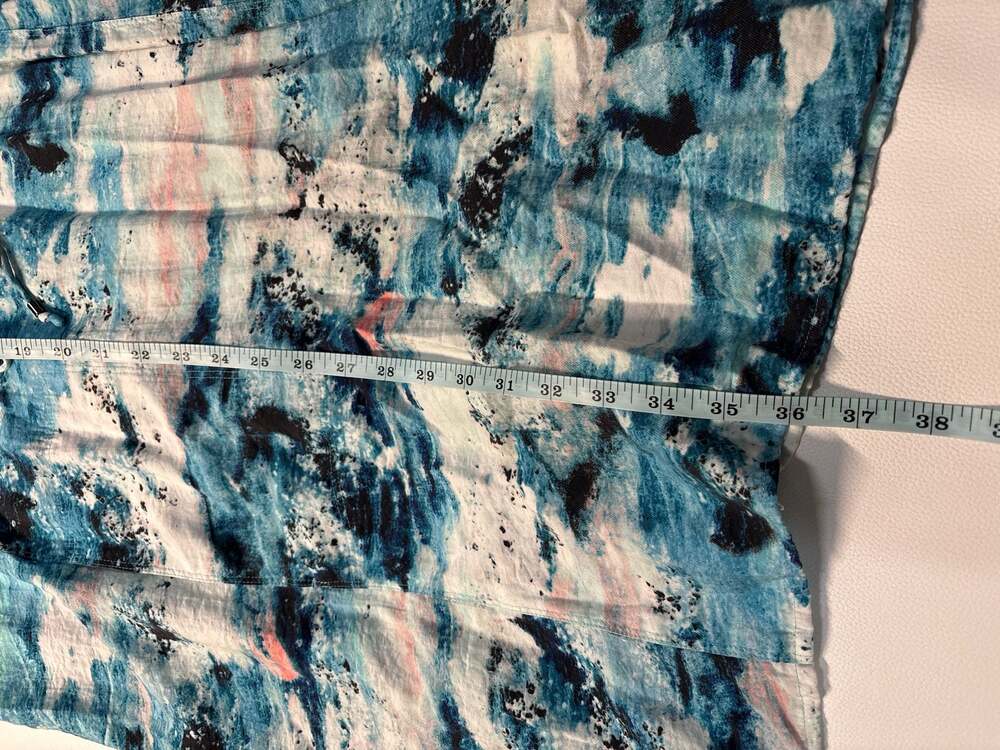 Calvin Klein Jeans Sleeveless Watercolor Ripple Print Drawstring Waist Dress - Picture 7 of 11